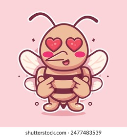 kawaii mosquito animal character mascot with love sign hand gesture isolated cartoon