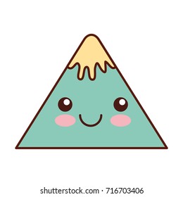 kawaii mountain peak nature snow cartoon