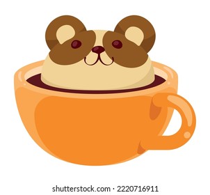 kawaii mouse in coffee cup comic character