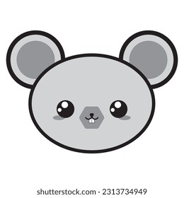 Kawaii mouse, cute and friendly, with charming ears and eyes. Ideal for children's products, stationery, and decoration, with an irresistible touch of cuteness.