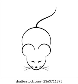 kawaii mouse doodle drawing vector design suitable for t-shirt, logo, mug, sticker, etc.  Eps 10