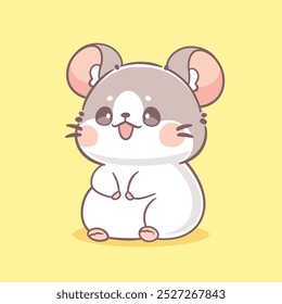 Kawaii mouse sit down Cute character animal