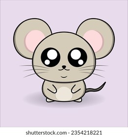 kawaii mouse vector design suitable for t-shirt, logo, mug, sticker, etc.  Eps 10