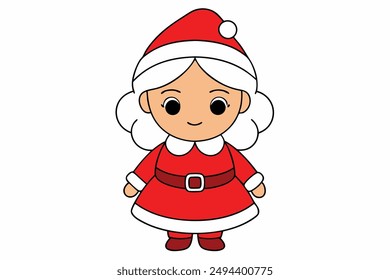 Kawaii Mrs. Claus - Adorable and Cute Christmas Design