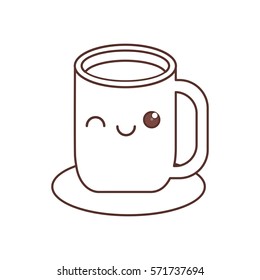 kawaii mug tea chocolate handle mug tea chocolate handle thin line vector illustration eps 10