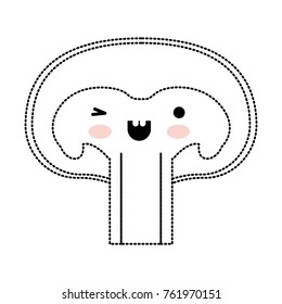 kawaii mushroom in black dotted silhouette