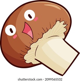 Kawaii mushroom cartoon laughing happily