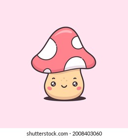 Kawaii mushroom cartoon mascot character vector illustration