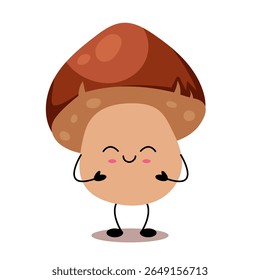 Kawaii mushroom with cute smiling face