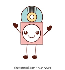 kawaii music cover with vinyl record in paper case