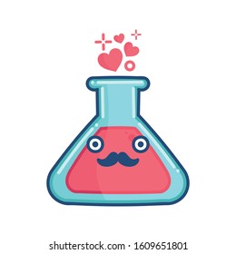 kawaii mustache valentine love elixir potion isolated on white