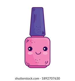 Kawaii nail polish cartoon design, make up and cute character theme Vector illustration