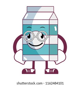 kawaii nerd milk box with arms and legs