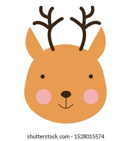 kawaii New Year 's deer to Christmas for children cute on white background vector illustration