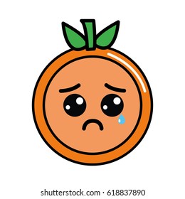 kawaii nice crying orange fruit