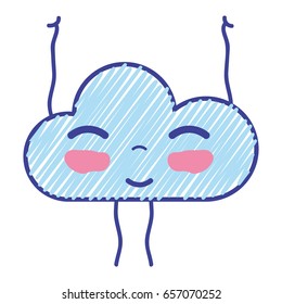 kawaii nice happy cloud with arms