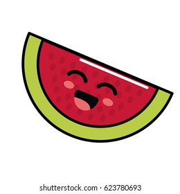 kawaii nice happy watermelon icon