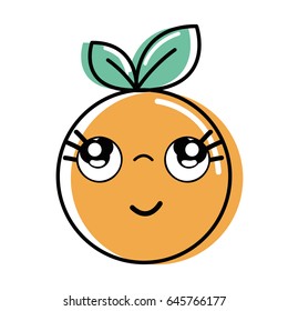 kawaii nice thinking orange fruit