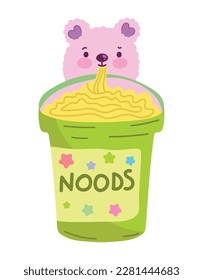 kawaii noods icono de comida aislado