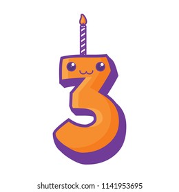 kawaii number candle design