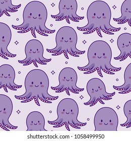 Kawaii octopus background