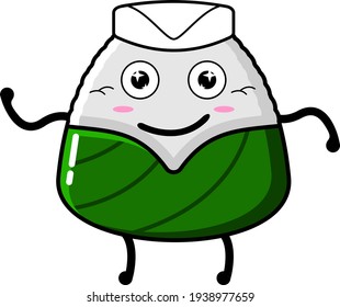 kawaii onigiri chef mascot character cartoon illustration