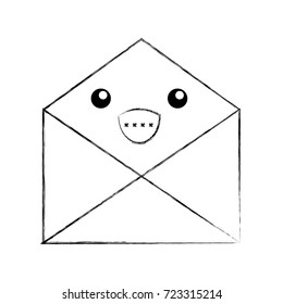kawaii open envelope message mail cartoon