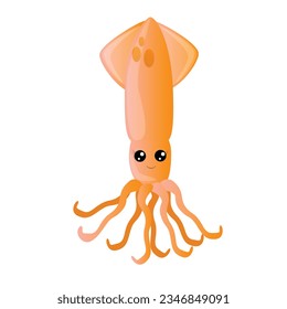 kawaii, orange baby squid with eyes and tentacles