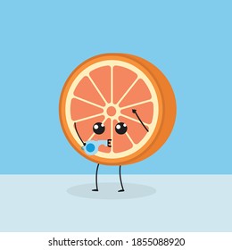 Kawaii Orange Fruit Cute Soccer Football Illustration