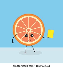 Kawaii Orange Fruit Cute Soccer Football Illustration