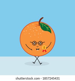 Kawaii Orange Fruit Cute Soccer Football Illustration