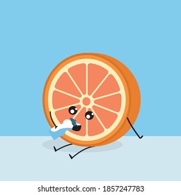 Kawaii Orange Fruit Cute Soccer Football Illustration