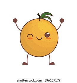 kawaii orange fruit image vector illustration eps 10