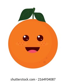 Kawaii Orange Icon On White Background