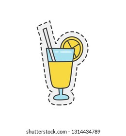 Kawaii orange juice. Hand drawn colored vector illustration.