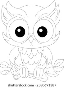 Kawaii Owl Hand Draw Coloring Page