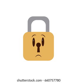 kawaii padlock security close privacy cartoon