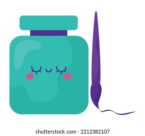 kawaii paint bottle over white