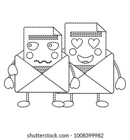 kawaii pair email envelope cartoon characters