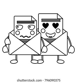 kawaii pair email envelope cartoon characters