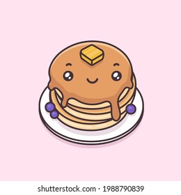 かわいいパンケーキベクター漫画のマスコットキャラクター のベクター画像素材 ロイヤリティフリー Shutterstock