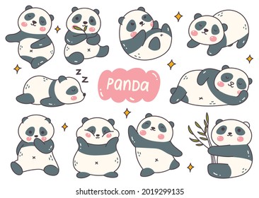 Kawaii Panda Cartoon Doodle Set