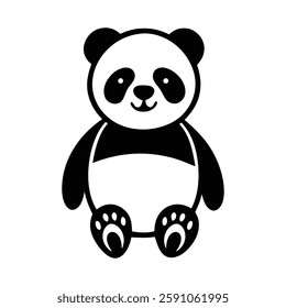 Kawaii Panda Illustration, Cute Black and White Panda, Vector Art. Minimalist Panda Illustration, Cute Black and White Panda Drawing, Fun Art
