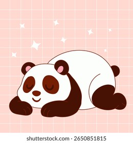Kawaii Panda Sleeping Peacefully in Cartoon Art
