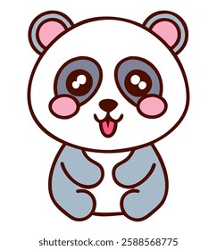 Kawaii panda smiling cute cartoon style illustration