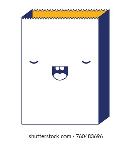 kawaii paper bag in color sections silhouette