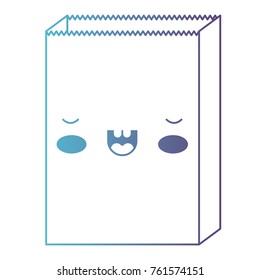 kawaii paper bag in degraded blue to purple color contour