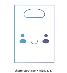 kawaii paper bag with handle in degraded blue to purple color contour