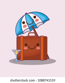 kawaii parasol and suitcase