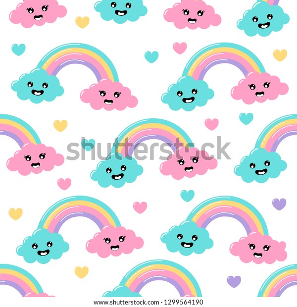 Download Kawaii Pastel Cuts Weather Rainbow Clouds Stock Vector Royalty Free 1299564190